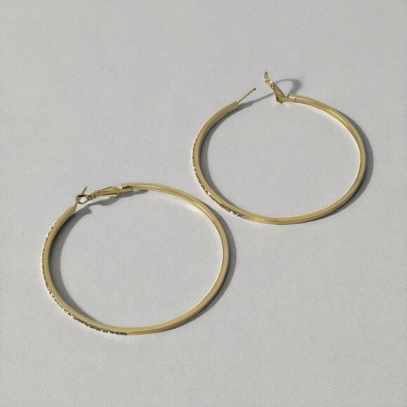 Rhinestone Big Hoop Earrings - Picture 4 of 6